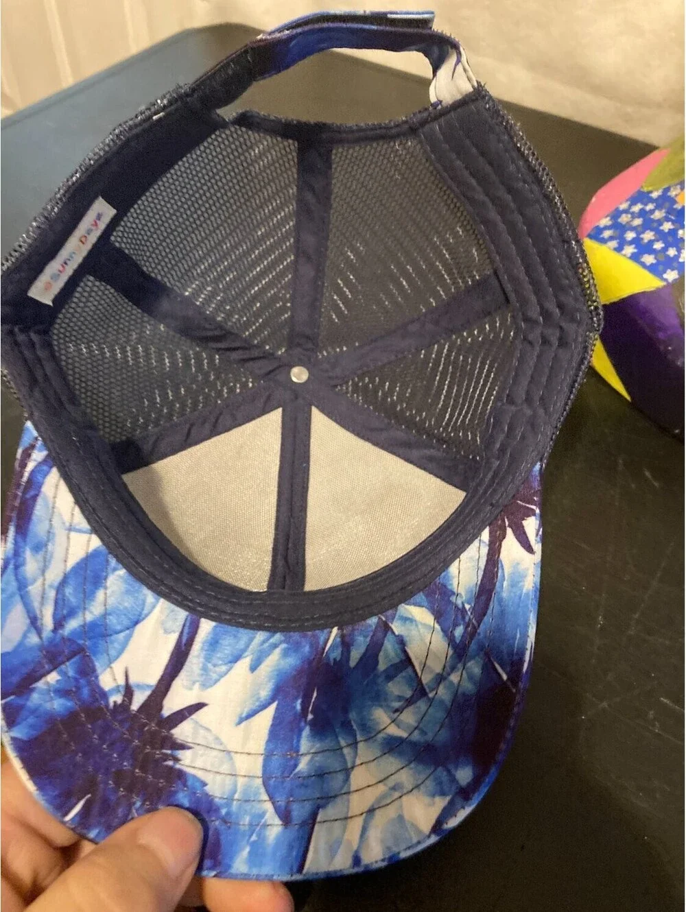 Sunny Dayz Blue Floral Trucker Hat Adjustable Mesh Snapback Baseball Cap
